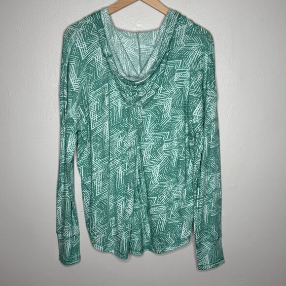 Ocean + Coast Womens Pullover Sweater Large Aqua Blue Geo Lightweight Swim Beach - Picture 2 of 13